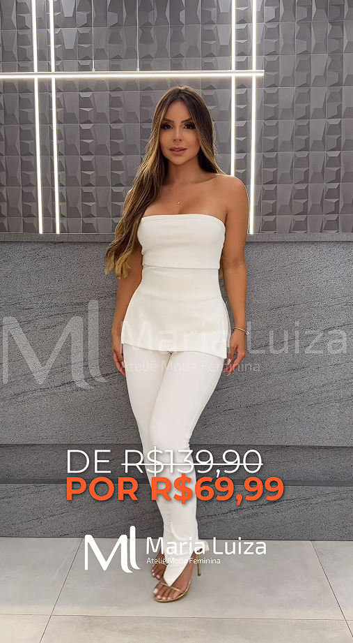 Conjunto Feminino Social Tomara Que Caia Com Calça Lateral